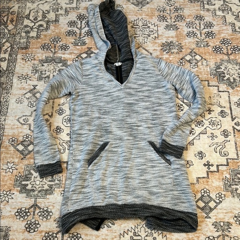 AKINI XS hooded sweatshirt dress or tunic  with kangaroo pocket and back zipper